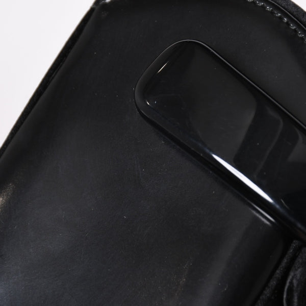 極美品 PRADA プラダ ハンドバッグ サテン ミニ バニティ トライアングルロゴ 三角ロゴプレート アセテート ブラック 中古 4a001984