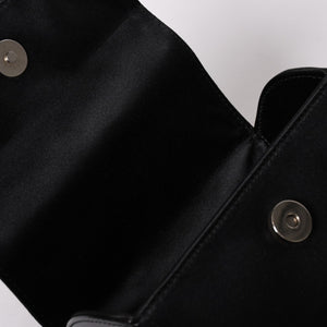 極美品 PRADA プラダ ハンドバッグ サテン ミニ バニティ トライアングルロゴ 三角ロゴプレート アセテート ブラック 中古 4a001984
