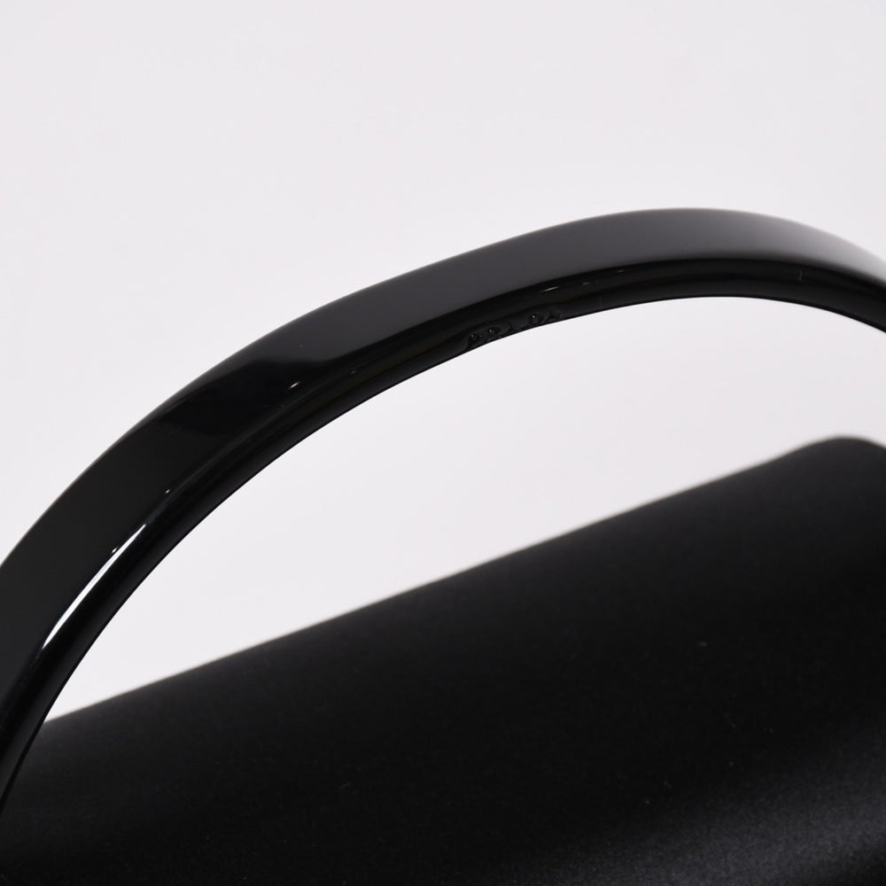 Very Good Condition PRADA Handbag Satin Mini Vanity Triangle Logo Triangle Logo Plate Acetate Black Used 4a001984