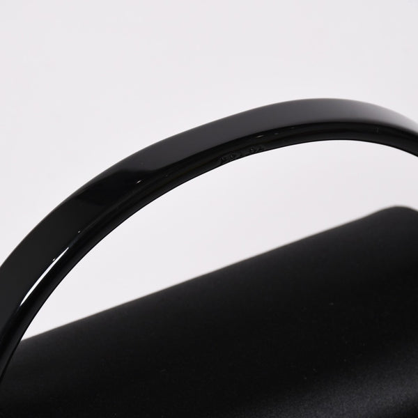 極美品 PRADA プラダ ハンドバッグ サテン ミニ バニティ トライアングルロゴ 三角ロゴプレート アセテート ブラック 中古 4a001984