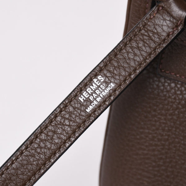 極美品 HERMES エルメス ケリー32 内縫い エベンヌ □K刻印 トリヨンクレマンス シルバー金具 ハンドバッグ 2WAY 中古 4a002814