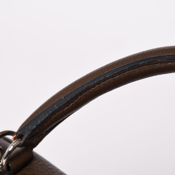 極美品 HERMES エルメス ケリー32 内縫い エベンヌ □K刻印 トリヨンクレマンス シルバー金具 ハンドバッグ 2WAY 中古 4a002814