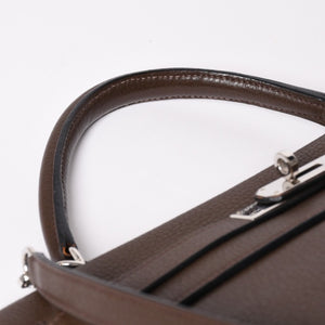 極美品 HERMES エルメス ケリー32 内縫い エベンヌ □K刻印 トリヨンクレマンス シルバー金具 ハンドバッグ 2WAY 中古 4a002814