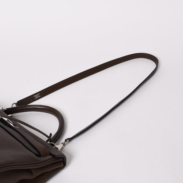 極美品 HERMES エルメス ケリー32 内縫い エベンヌ □K刻印 トリヨンクレマンス シルバー金具 ハンドバッグ 2WAY 中古 4a002814