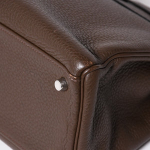 極美品 HERMES エルメス ケリー32 内縫い エベンヌ □K刻印 トリヨンクレマンス シルバー金具 ハンドバッグ 2WAY 中古 4a002814