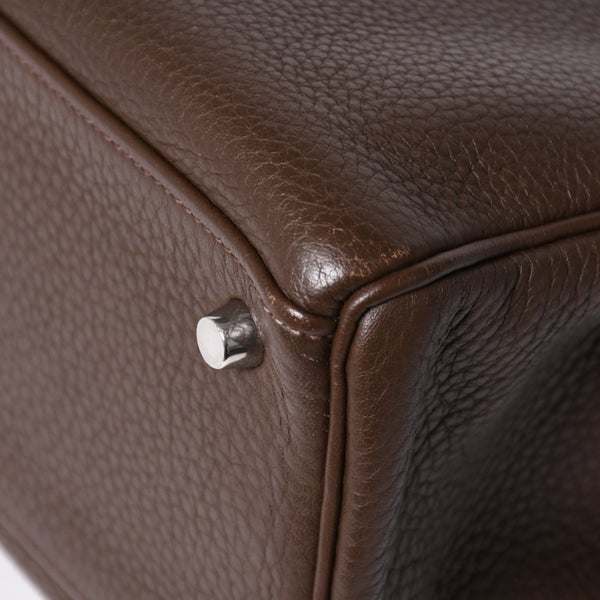 極美品 HERMES エルメス ケリー32 内縫い エベンヌ □K刻印 トリヨンクレマンス シルバー金具 ハンドバッグ 2WAY 中古 4a002814