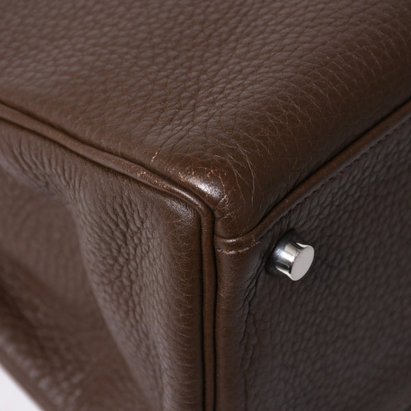 極美品 HERMES エルメス ケリー32 内縫い エベンヌ □K刻印 トリヨンクレマンス シルバー金具 ハンドバッグ 2WAY 中古 4a002814