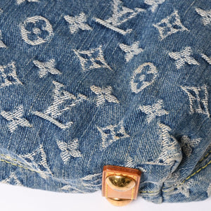 LOUIS VUITTON Monogram Denim Baggy PM Shoulder Bag One Shoulder M95049 Indigo Blue Good Condition Used 4a001981