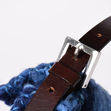 画像をギャラリービューアに読み込む, 極美品 FENDI フェンディ マンマバケット ワンショルダーバッグ フェルト レザー フラワー パッチワーク ブルー シルバー金具 中古 4a001994