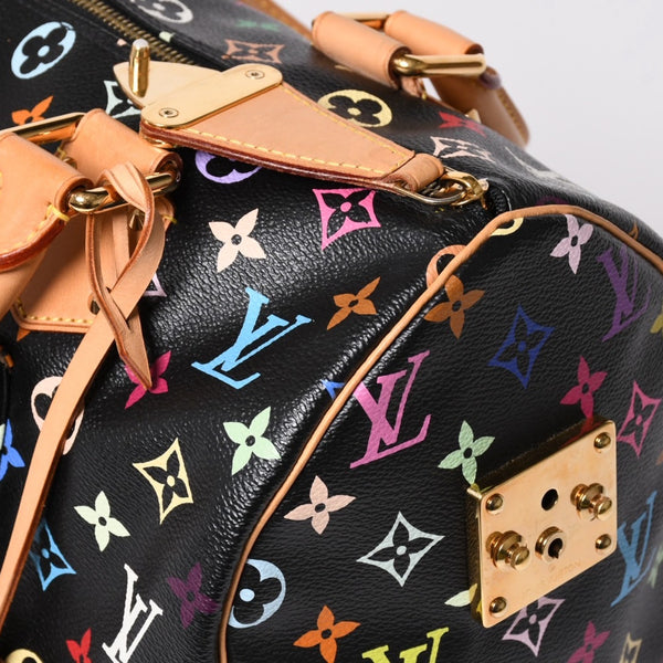 極美品 LOUIS VUITTON ルイヴィトン スピーディ30 ハンドバッグ M92642 モノグラム マルチカラー ブラック ゴールド金具 村上隆 中古 4a001995