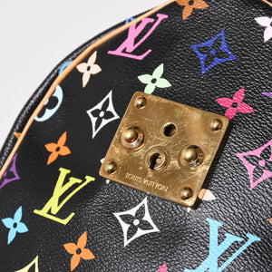 極美品 LOUIS VUITTON ルイヴィトン スピーディ30 ハンドバッグ M92642 モノグラム マルチカラー ブラック ゴールド金具 村上隆 中古 4a001995