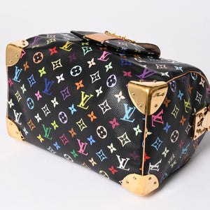 極美品 LOUIS VUITTON ルイヴィトン スピーディ30 ハンドバッグ M92642 モノグラム マルチカラー ブラック ゴールド金具 村上隆 中古 4a001995
