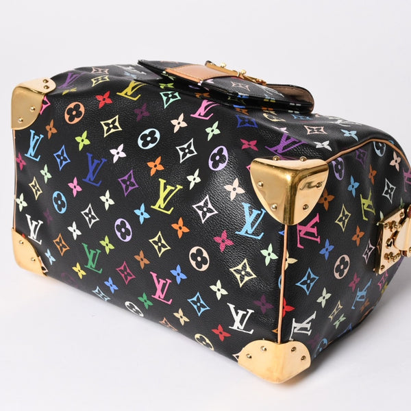 極美品 LOUIS VUITTON ルイヴィトン スピーディ30 ハンドバッグ M92642 モノグラム マルチカラー ブラック ゴールド金具 村上隆 中古 4a001995