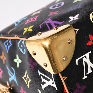 極美品 LOUIS VUITTON ルイヴィトン スピーディ30 ハンドバッグ M92642 モノグラム マルチカラー ブラック ゴールド金具 村上隆 中古 4a001995