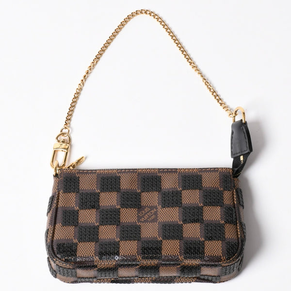 Very good condition LOUIS VUITTON Monogram Mini Pochette Accessory Damier Payette N63176 Sequins Used 4a002411