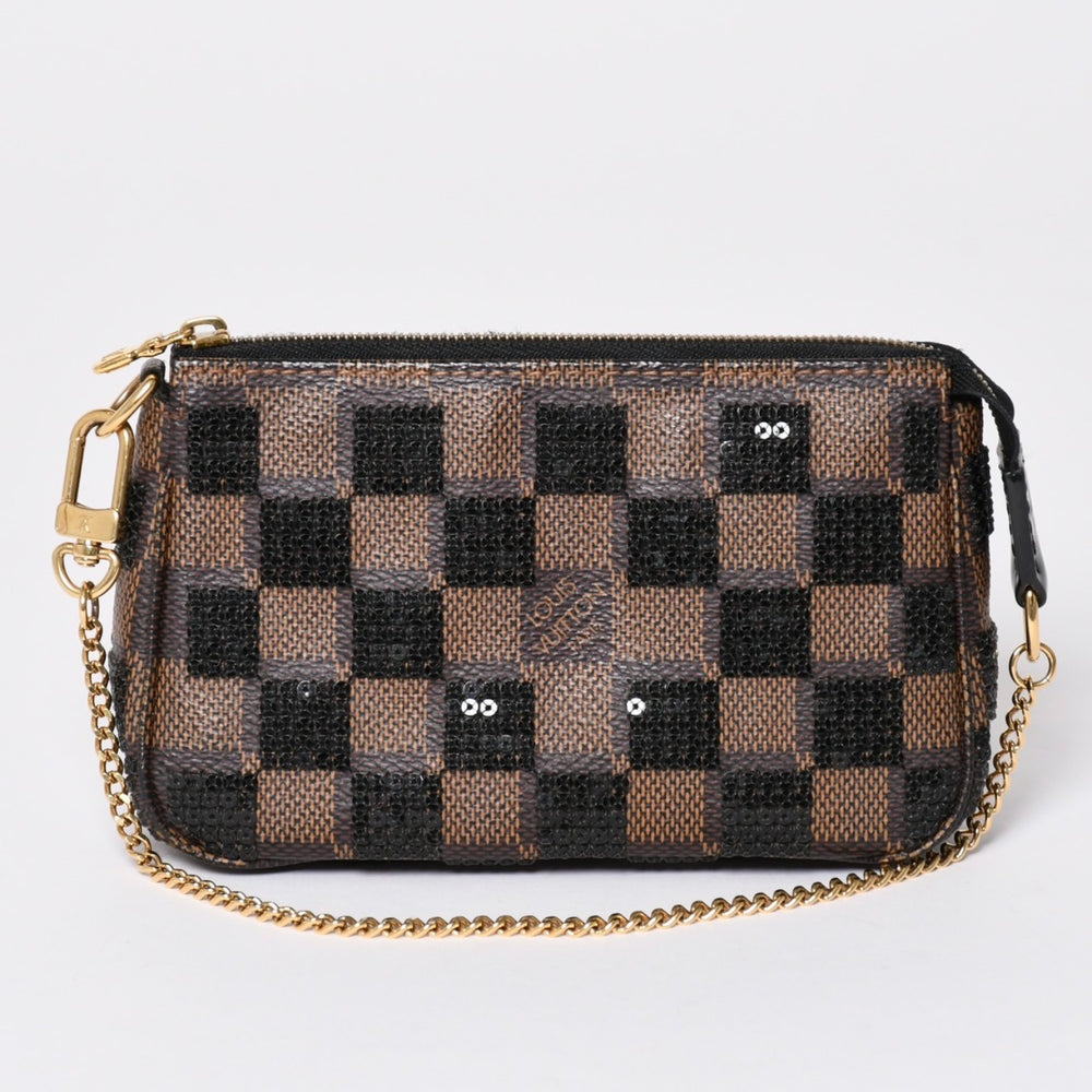 Very good condition LOUIS VUITTON Monogram Mini Pochette Accessory Damier Payette N63176 Sequins Used 4a002411