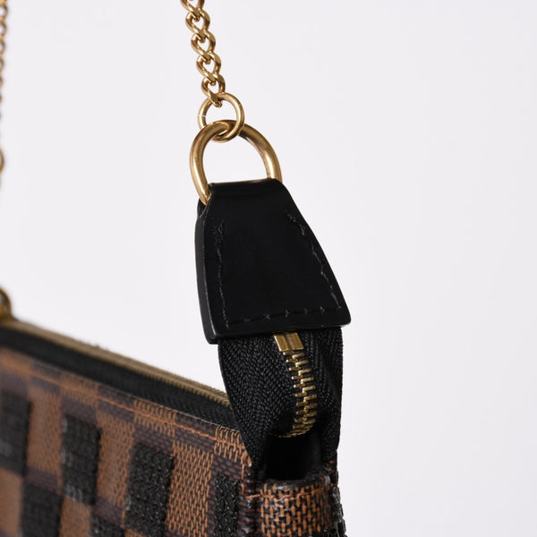 Very good condition LOUIS VUITTON Monogram Mini Pochette Accessory Damier Payette N63176 Sequins Used 4a002411
