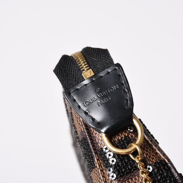 Very good condition LOUIS VUITTON Monogram Mini Pochette Accessory Damier Payette N63176 Sequins Used 4a002411