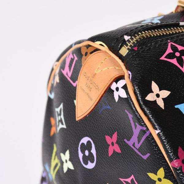 極美品 LOUIS VUITTON ルイヴィトン スピーディ30 ハンドバッグ M92642 モノグラム マルチカラー ブラック ゴールド金具 村上隆 中古 4a001995