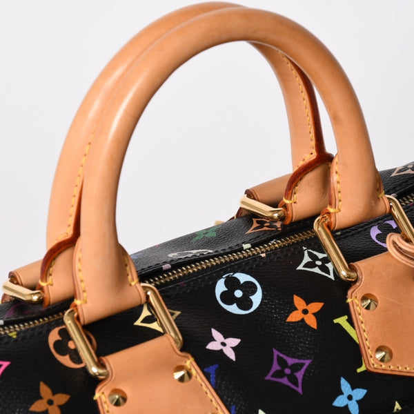 極美品 LOUIS VUITTON ルイヴィトン スピーディ30 ハンドバッグ M92642 モノグラム マルチカラー ブラック ゴールド金具 村上隆 中古 4a001995