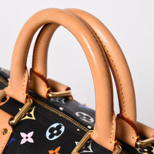 極美品 LOUIS VUITTON ルイヴィトン スピーディ30 ハンドバッグ M92642 モノグラム マルチカラー ブラック ゴールド金具 村上隆 中古 4a001995