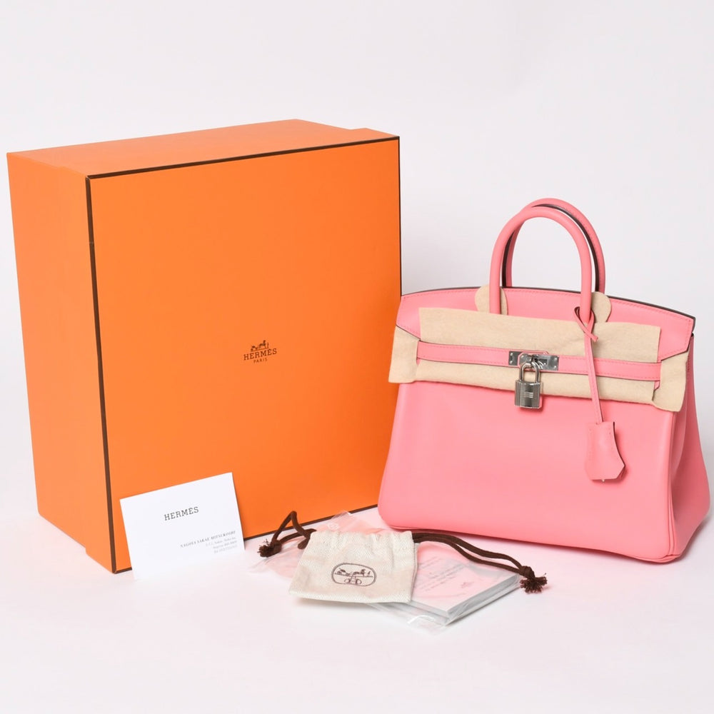 Like new item HERMES Handbag Y stamp Birkin 25 Vaux Swift Rose Azalea Silver hardware Used 4a002465