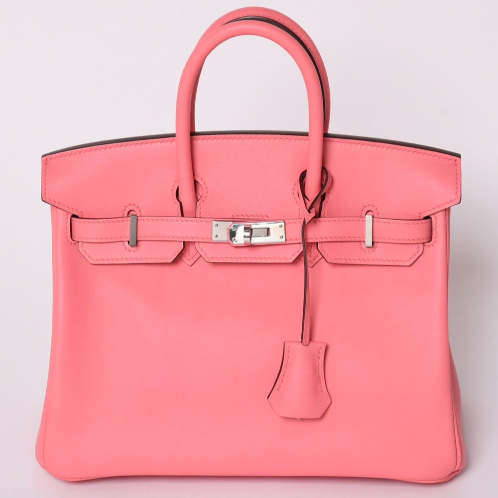 Like new item HERMES Handbag Y stamp Birkin 25 Vaux Swift Rose Azalea Silver hardware Used 4a002465