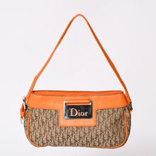 画像をギャラリービューアに読み込む, Christian Dior クリスチャンディオール ストリートシックトロッター柄ワンショルダーバッグ キャンバス ガリアーノ期 オレンジ ベージュ レザー CM1015 美品 中古 4a002023