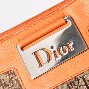 Christian Dior クリスチャンディオール ストリートシックトロッター柄ワンショルダーバッグ キャンバス ガリアーノ期 オレンジ ベージュ レザー CM1015 美品 中古 4a002023