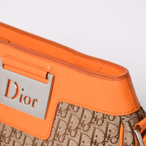 Christian Dior クリスチャンディオール ストリートシックトロッター柄ワンショルダーバッグ キャンバス ガリアーノ期 オレンジ ベージュ レザー CM1015 美品 中古 4a002023