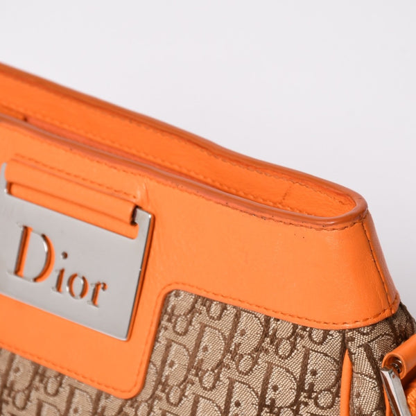 Christian Dior クリスチャンディオール ストリートシックトロッター柄ワンショルダーバッグ キャンバス ガリアーノ期 オレンジ ベージュ レザー CM1015 美品 中古 4a002023