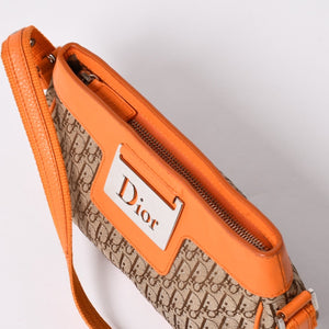 Christian Dior クリスチャンディオール ストリートシックトロッター柄ワンショルダーバッグ キャンバス ガリアーノ期 オレンジ ベージュ レザー CM1015 美品 中古 4a002023