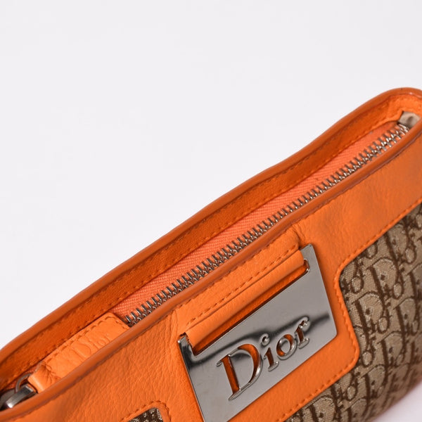 Christian Dior クリスチャンディオール ストリートシックトロッター柄ワンショルダーバッグ キャンバス ガリアーノ期 オレンジ ベージュ レザー CM1015 美品 中古 4a002023