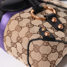 Load image into Gallery viewer, 極美品 GUCCI グッチ ホースビットGGキャンバスセミショルダーバッグ パープル ブラック キャンバス地 サテン ブラックレザー トムフォード期 129699 002058 中古 4a001998