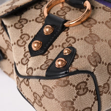 Load image into Gallery viewer, 極美品 GUCCI グッチ ホースビットGGキャンバスセミショルダーバッグ パープル ブラック キャンバス地 サテン ブラックレザー トムフォード期 129699 002058 中古 4a001998