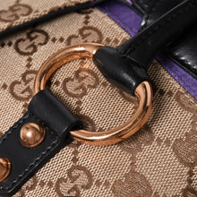 Load image into Gallery viewer, 極美品 GUCCI グッチ ホースビットGGキャンバスセミショルダーバッグ パープル ブラック キャンバス地 サテン ブラックレザー トムフォード期 129699 002058 中古 4a001998