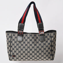 画像をギャラリービューアに読み込む, 極美品 GUCCI グッチ トートバッグ 145810 シェリーライン GGキャンバス レザー シルバー金具 ブラウン 中古 4a002056