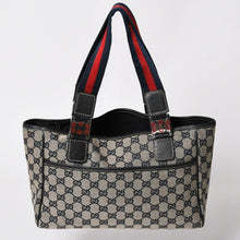 画像をギャラリービューアに読み込む, 極美品 GUCCI グッチ トートバッグ 145810 シェリーライン GGキャンバス レザー シルバー金具 ブラウン 中古 4a002056