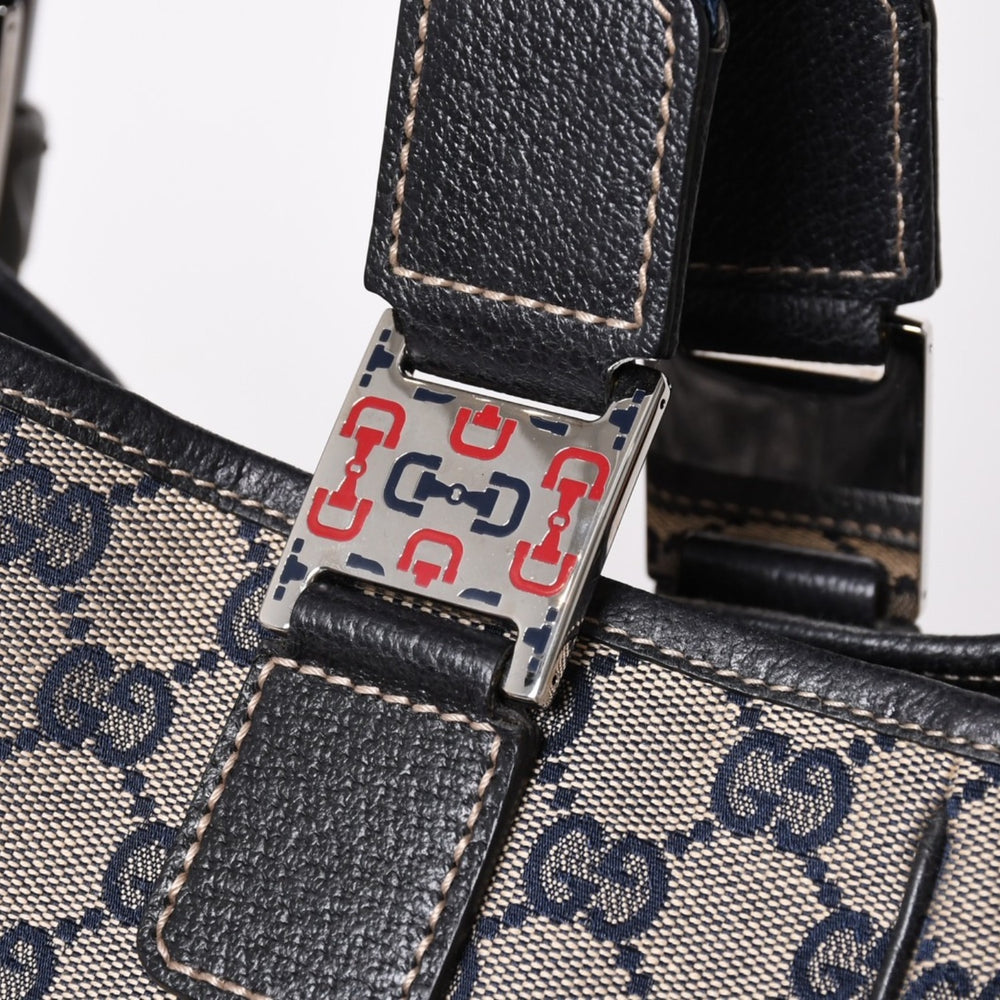 極美品 GUCCI グッチ トートバッグ 145810 シェリーライン GGキャンバス レザー シルバー金具 ブラウン 中古 4a002056