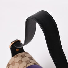 Load image into Gallery viewer, 極美品 GUCCI グッチ ホースビットGGキャンバスセミショルダーバッグ パープル ブラック キャンバス地 サテン ブラックレザー トムフォード期 129699 002058 中古 4a001998
