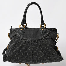画像をギャラリービューアに読み込む, 極美品 LOUIS VUITTON ルイヴィトン ショルダーバッグ スライトリー モノグラム デニム M95835 ブラック ゴールド金具 中古 4a002460