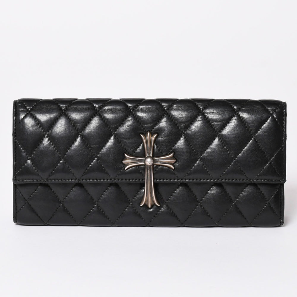 CHROME HEARTS Dinner Bag Clutch Bag Large Cross Matelasse Lambskin Black Good Condition Used 4a002005
