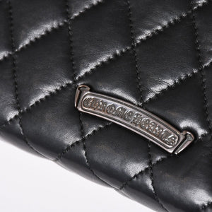 CHROME HEARTS クロムハーツ ディナーバッグ クラッチバッグ ラージクロス マトラッセ ラムスキン ブラック 美品 中古 4a002005