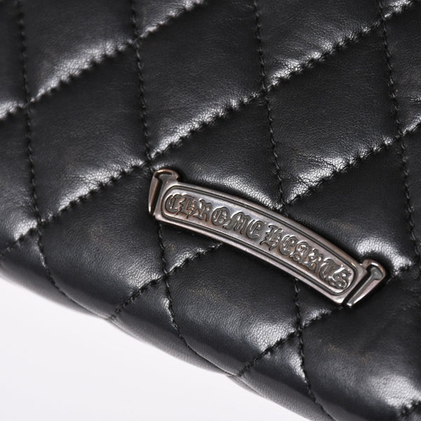 CHROME HEARTS クロムハーツ ディナーバッグ クラッチバッグ ラージクロス マトラッセ ラムスキン ブラック 美品 中古 4a002005