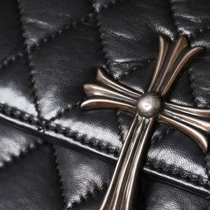 CHROME HEARTS クロムハーツ ディナーバッグ クラッチバッグ ラージクロス マトラッセ ラムスキン ブラック 美品 中古 4a002005