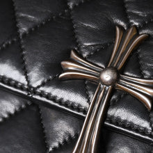 Load image into Gallery viewer, CHROME HEARTS クロムハーツ ディナーバッグ クラッチバッグ ラージクロス マトラッセ ラムスキン ブラック 美品 中古 4a002005
