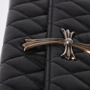 CHROME HEARTS クロムハーツ ディナーバッグ クラッチバッグ ラージクロス マトラッセ ラムスキン ブラック 美品 中古 4a002005