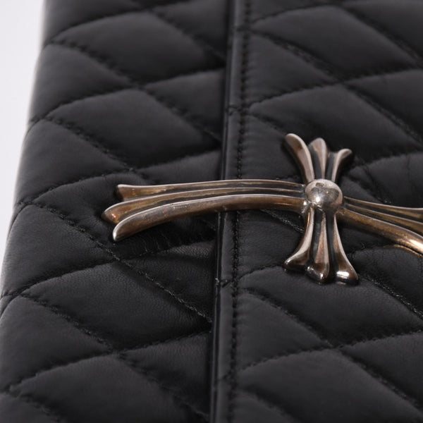 CHROME HEARTS クロムハーツ ディナーバッグ クラッチバッグ ラージクロス マトラッセ ラムスキン ブラック 美品 中古 4a002005