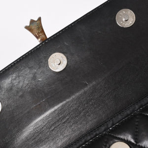 CHROME HEARTS クロムハーツ ディナーバッグ クラッチバッグ ラージクロス マトラッセ ラムスキン ブラック 美品 中古 4a002005