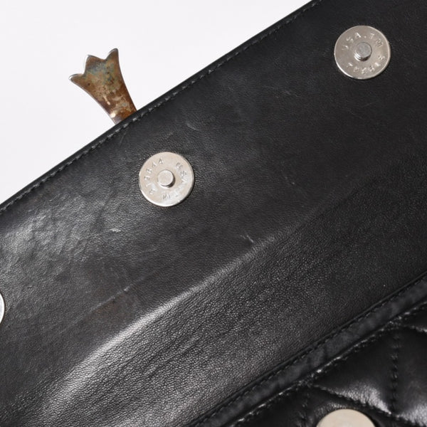 CHROME HEARTS クロムハーツ ディナーバッグ クラッチバッグ ラージクロス マトラッセ ラムスキン ブラック 美品 中古 4a002005